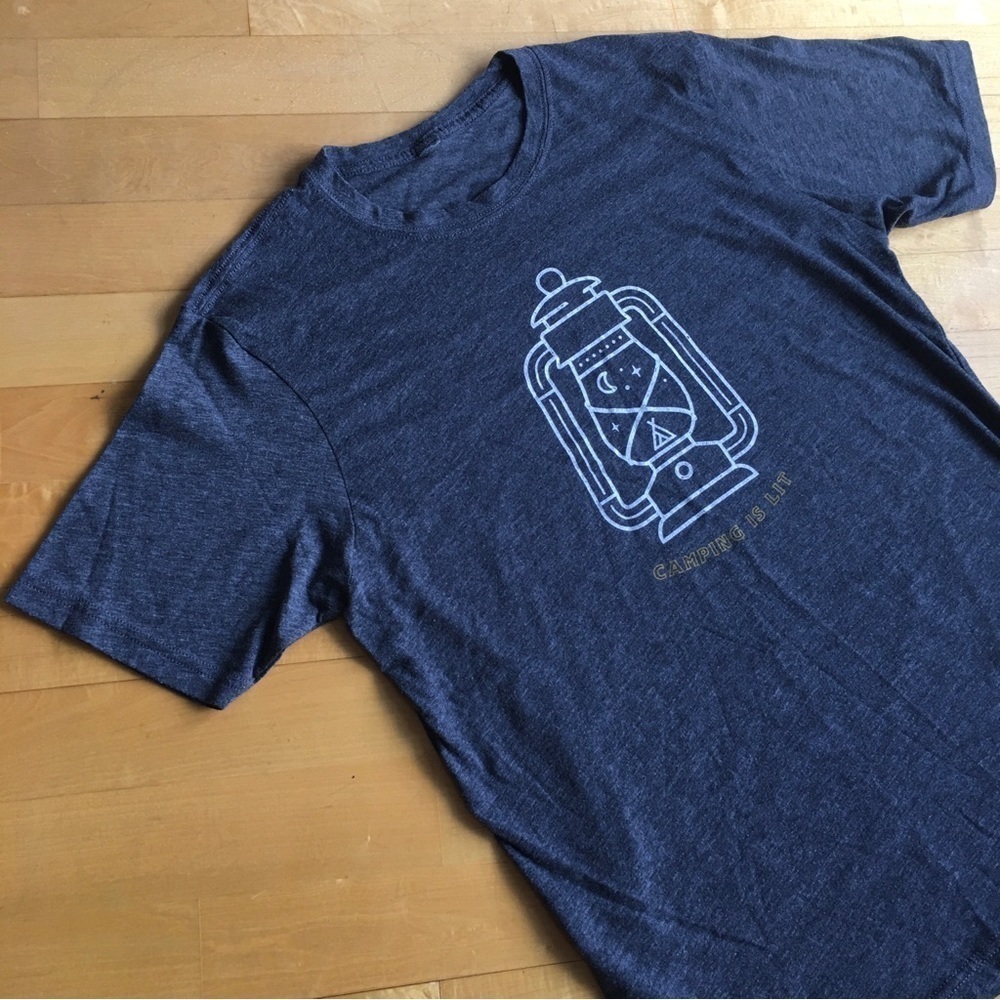 Up North Trading Company “Camping is Lit” Tee, Gray, White Size S